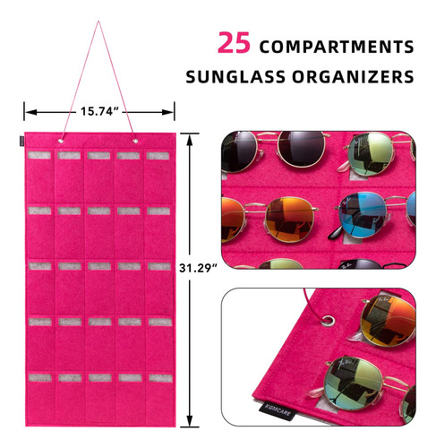 Exhibidor Para Lentes Colgable Con 25 Compartimentos Rosa Rosa