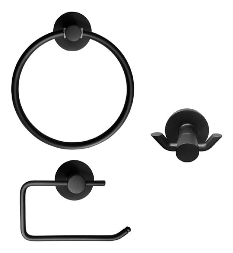 Kit Accesorios De Baño 3 Piezas Negro Fanaloza