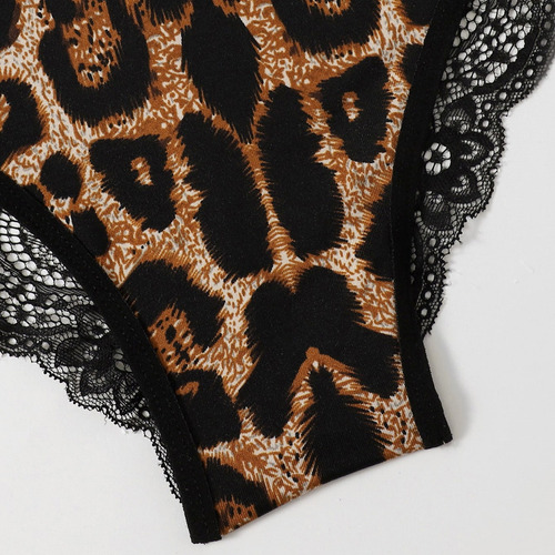 Braguitas De Encaje De Leopardo Para Mujer, Calzoncillos A L