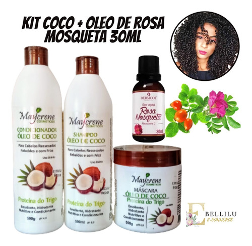 Kit Òleo De Coco Maycrene+óleo Vegetal Rosa Mosqueta Dermcos