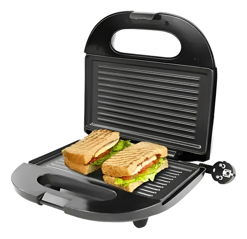 Maquina Sandwichera Waflera Donera Premium 6 En 1 Negro Y Plateado