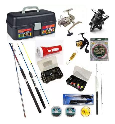 Kit Pesca Pantanal 3 Molinetes 3 Varas Acessórios Oferta