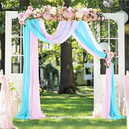 Tela Drapeada De Arco De Boda, Cortinas Transparentes