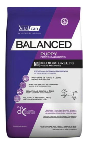 Vitalcan Balanced Cachorro Mediano X 20 Kg(leer Descripcion)