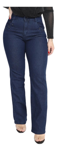 Calça Jeans Biotipo Wide Leg Feminina Para Baixinhas Premium