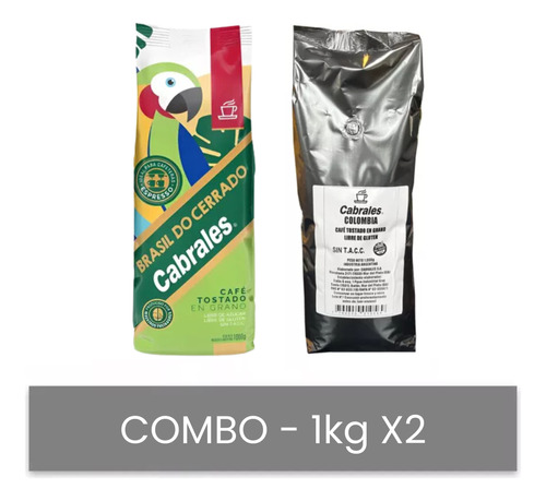 Combo Cafe Cabrales Tostado Brasil 1kg + Colombia 1kg