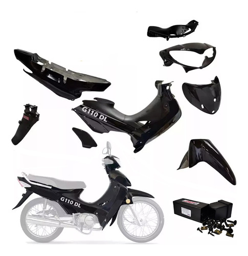 Kit Plasticos Guerrero Dl 110 19 Piezas + Kit Tornillos