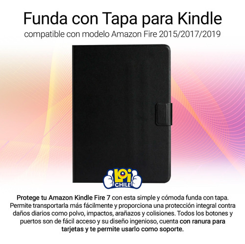 Imagen 2 de 6 de Funda Con Tapa Para Kindle Modelo Amazon Fire 7 2015/2017/20
