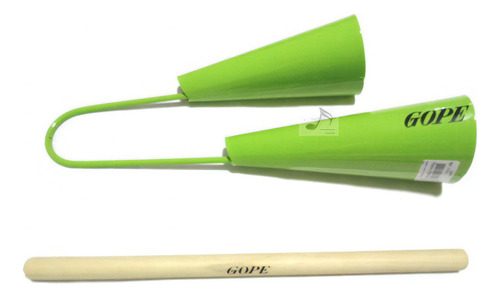 Doble AgogĂ´ con baqueta profesional color verde - Gope