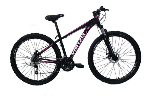 Bicicleta Aro 29er de 24 velocidades Venzo Spark, color negro y rosa