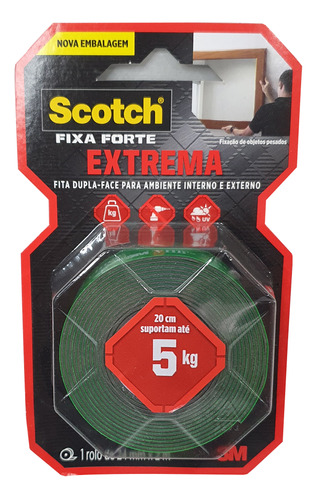  Fita Dupla Face Fixa Forte Scotch 3m Espuma 24mm X 2m - 5kg