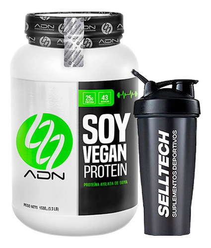 Proteína Adn Soy Vegan Protein 1.5kg Chocolate + Shaker