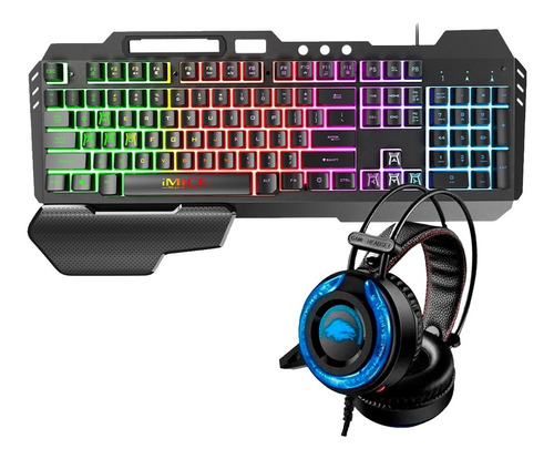 Kit Gamer Teclado Imice Gk-700 Rgb + Audífonos Headset A5