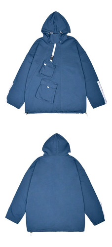 Sudadera Holgada Con Cuello Alto Y Capucha Para Hombre