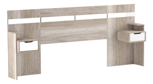 Respaldo De Cama Sommier Madera + Mesa Luz Integrada - Integ Color Barrique