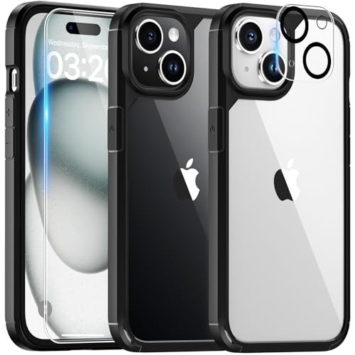 Funda Tauri iPhone 15 Plus + Vidrio Templado - Negro