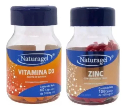 Naturagel 2 Pack Vitamina D3 60 Capssulas Y Zinc 100 Capsulas