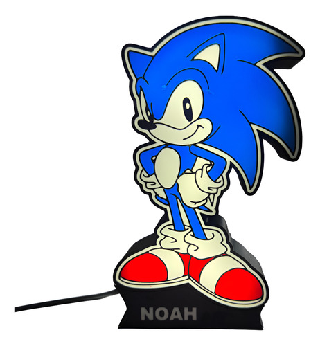 Luminária Do Sonic. Personagem Sonic, Luminária De Mesa. Azul Preto
