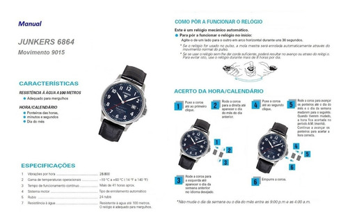 Relógio Automático Junkers 6864 Miyota 9015 Mountain Wave