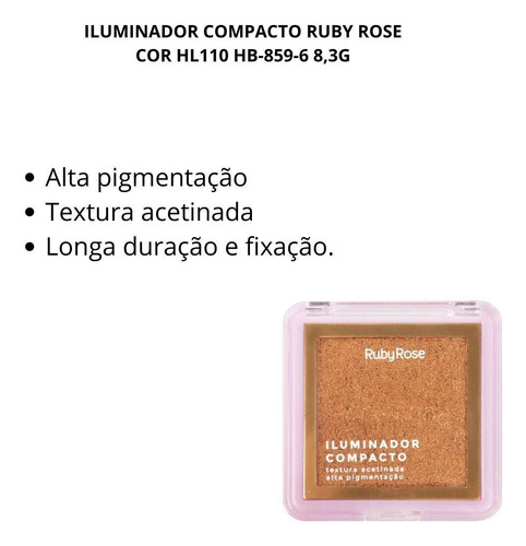 Iluminador Compacto Ruby Rose Cor Hl110 Hb-859-6 8,3g