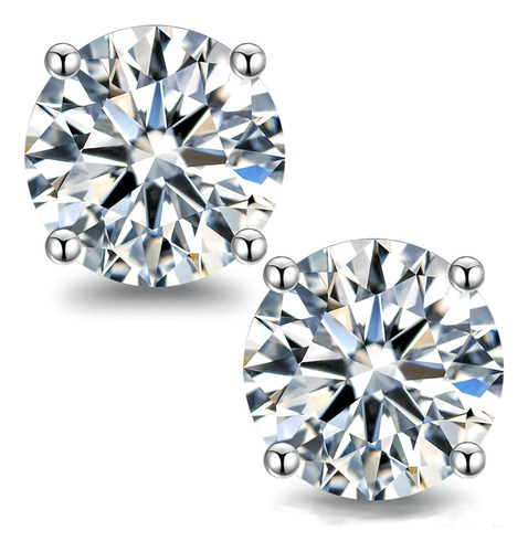 Boya Moissanite Stud Aretes Para Mujer, 0.6-2ct 18k Oro Blan