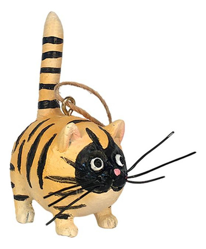 Precioso Gato De Resina Estatuilla Colgante Espejo Oro Negro
