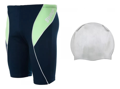 Malla Natacion Hombre Jammer Gorro Adulto Resiste Cloro Kit