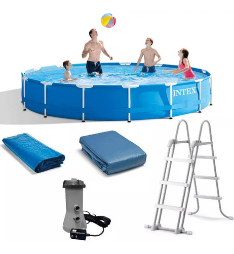 Piscina 11.325l+bomba Filtrante 110v+capa+forro+escada Intex