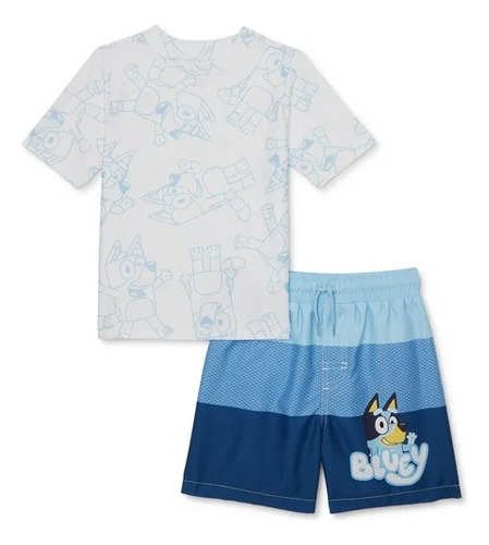 Bluey Traje De Baño Para Niño Con Protección Solar (set 2pz)