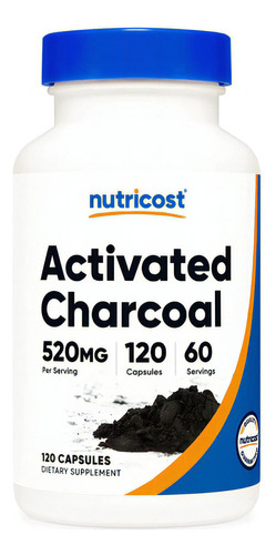 Carbon Activado Suplemento 520 Mg 120 Capsulas Nutricost Sabor Sin Sabor