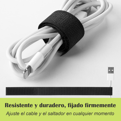 Cable Cincho Suja Con Brida De Velcro Reutilizable,100 Unid