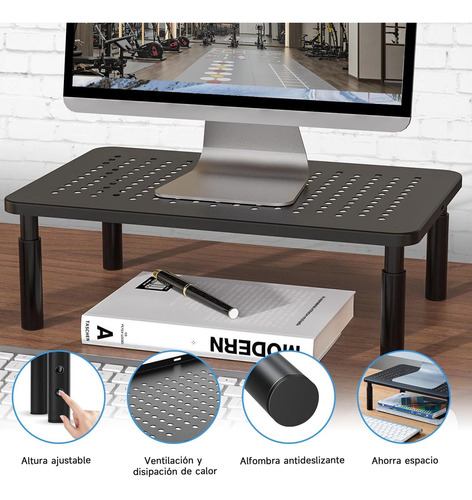 Soporte Para Monitor Y Laptop Ajustable 3 Alturas, Negro