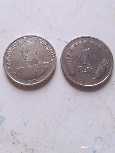 Moneda De 1 Peso Colombiano 1974