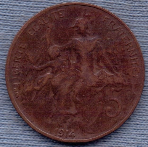 Francia 5 Centimes 1914 * Republica *