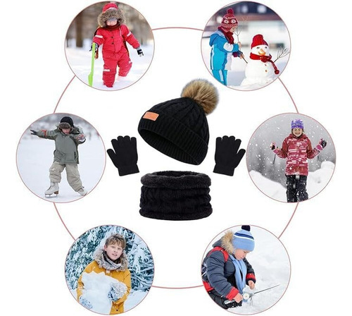 Juego De Gorro De Invierno Para Niños, Gorro Con Pompón