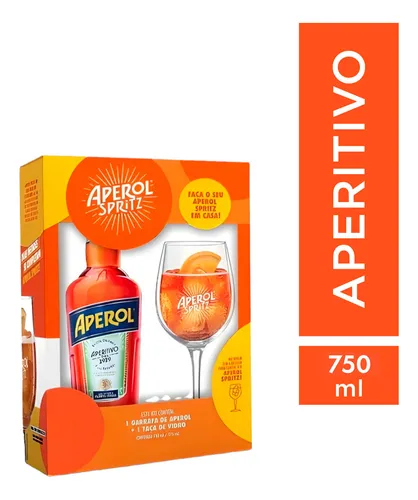 Kit Aperol Aperitivo com Taça 750ml Aperol Spritz