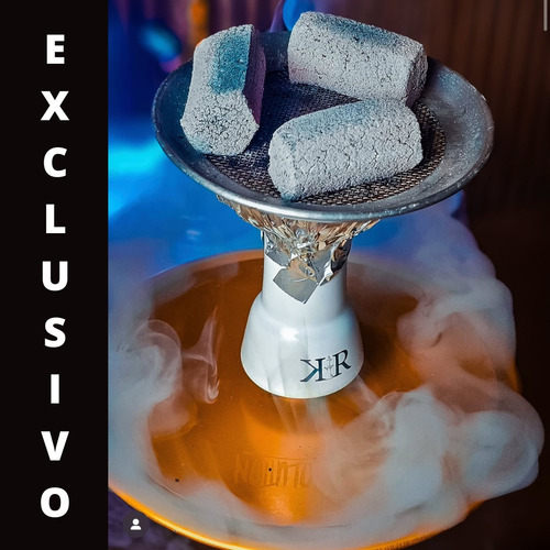 Narguile Completo Pequeno Kr Evolution Fumaça No Prato Azul-celeste