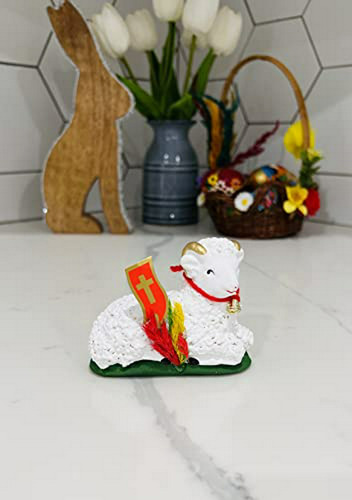 Figura Cordero De Pascua Tradicional Con Bandera Y Palma, (g