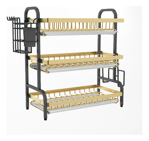 Escurridor de platos grande de acero al carbono de 3 niveles Heaimo