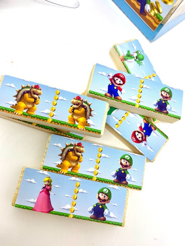 Imagem 3 de 5 de Lembrancinha Personalizada Dominó Madeira Super Mario 10 Un