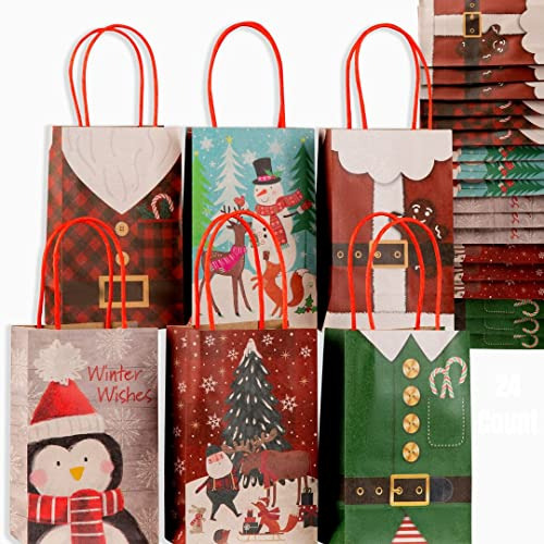 Paquete De 24 Bolsas De Regalo Pequeñas De Navidad Gra...