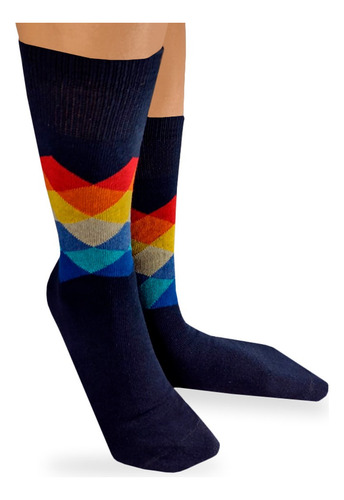 Calcetines Vestir Divertidos Diseño De Rombos Formal Colores