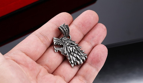 Collar Acero Inoxidable Game Of Thrones Lobo Stark Hombre