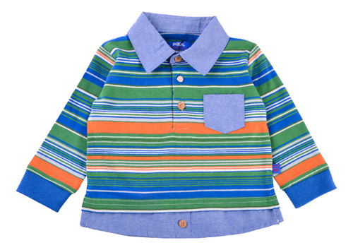 Polo M/l Con Cuello  Bebe Niño Verde