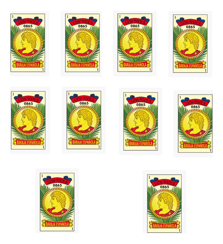 Paquete 10 Pzas Baraja Española Tipo Plastificada Lion Tools Reverso Verde