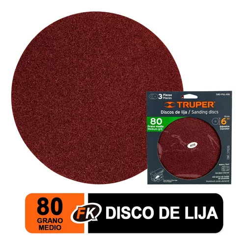 Caja con 3 discos de lija 6 grano 80 para PUL 4x6 Truper