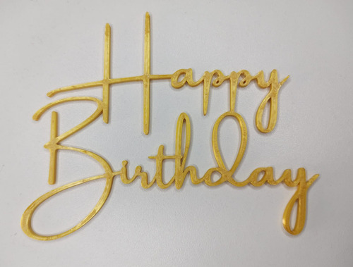 Cake Topper Happy Birthday 14cm Impresión 3d Dorado Happy Birthday