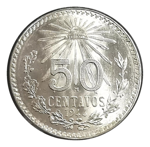 Moneda 50 Centavos 1944, Plata Ley 0.720 En Capsula
