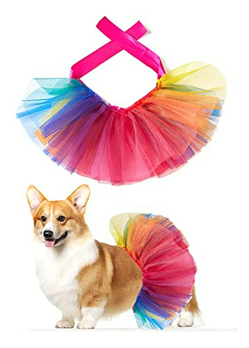 Disfraz De Perro Orgullo Gay Con Tutú Arcoíris Y Collar Mult