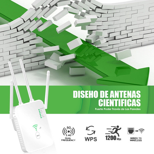 Repetidor De Señal Wifi Ac1200m Punto De Acceso 5g De 1200mbps Color Blanco